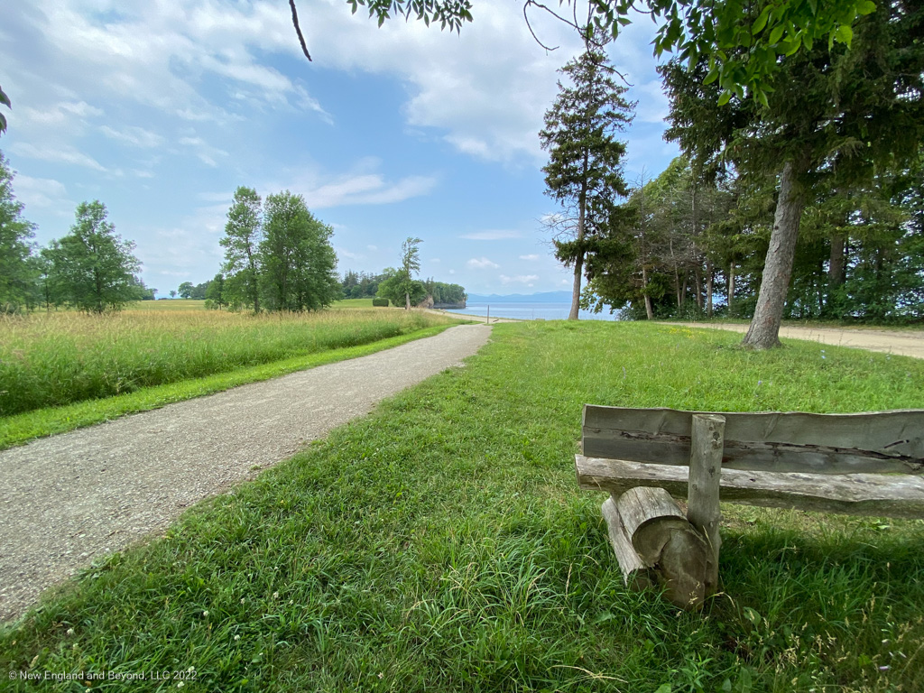 Shelburne Farm trail overlooking Lake Champlain