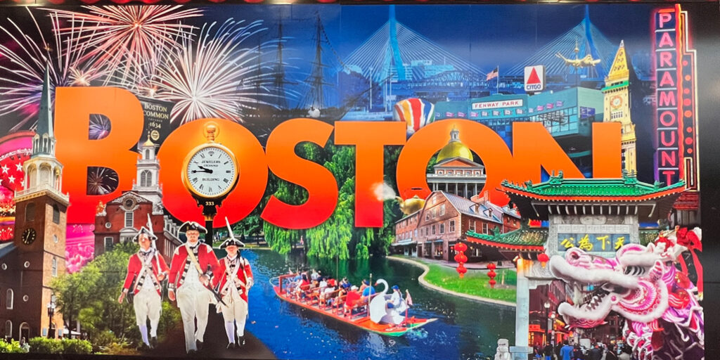 Snowy Fenway Park With Boston Red Sox Sign Along Lansdowne Street