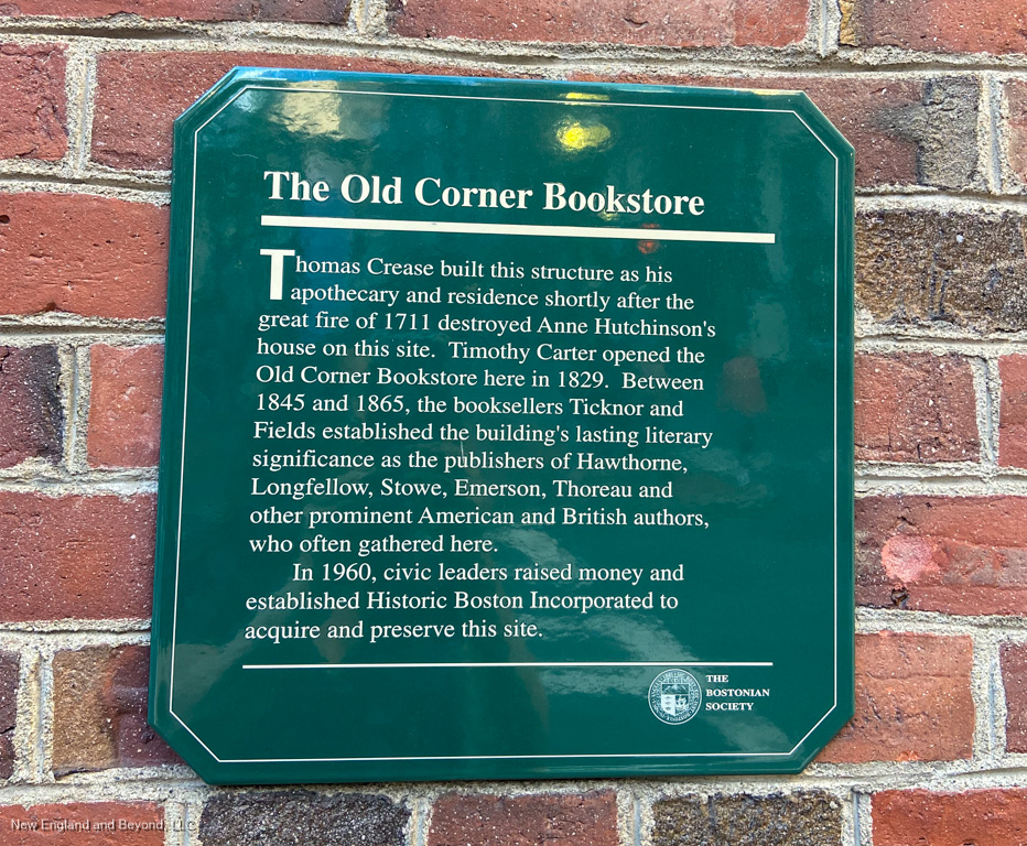 Old Corner Bookstore Plaque