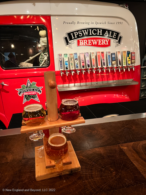 A Flight of craft beer at the Ipswich Ale Brewery