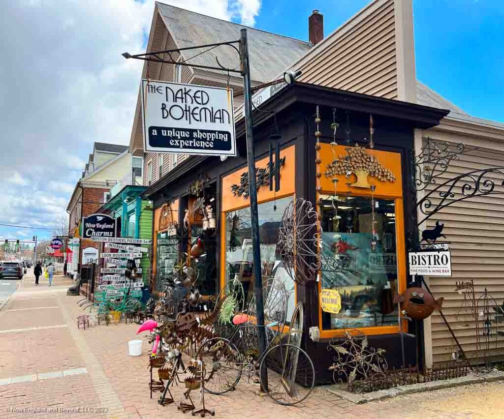 Shops along White Mountain Highway in North Conway Village