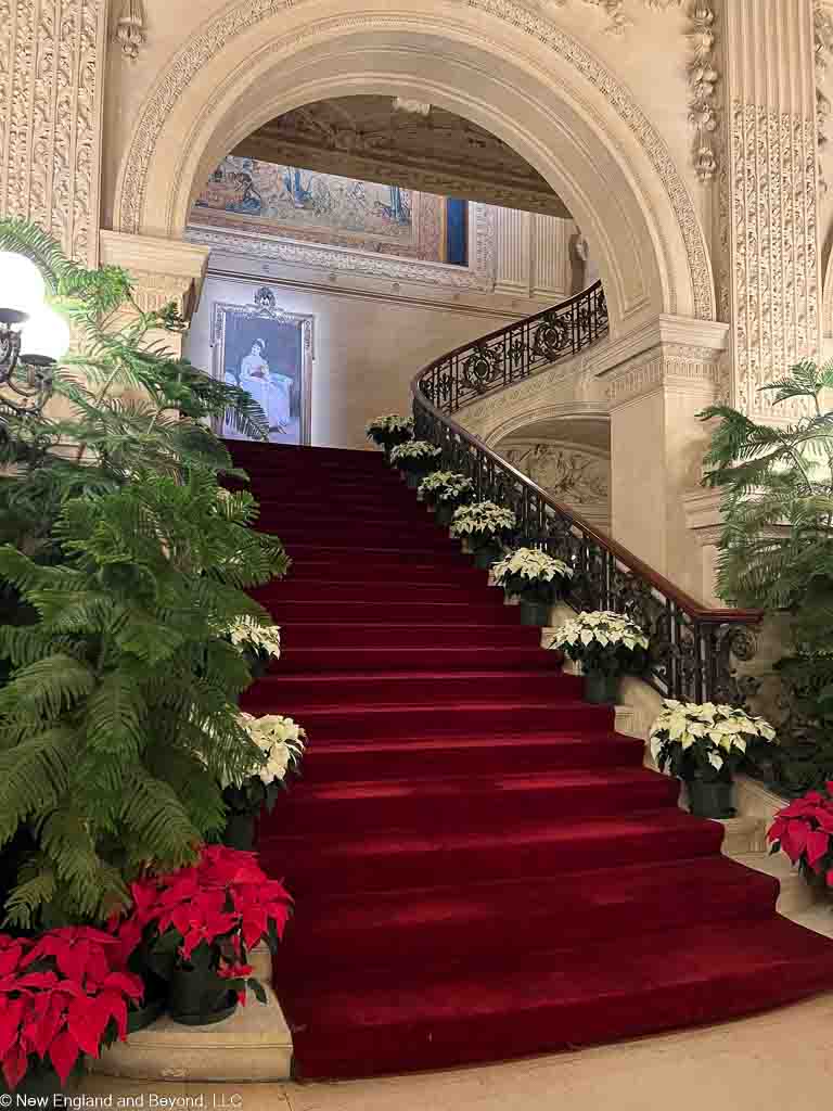 The Breakers with stairway decorated for Christmas - Newport, RI