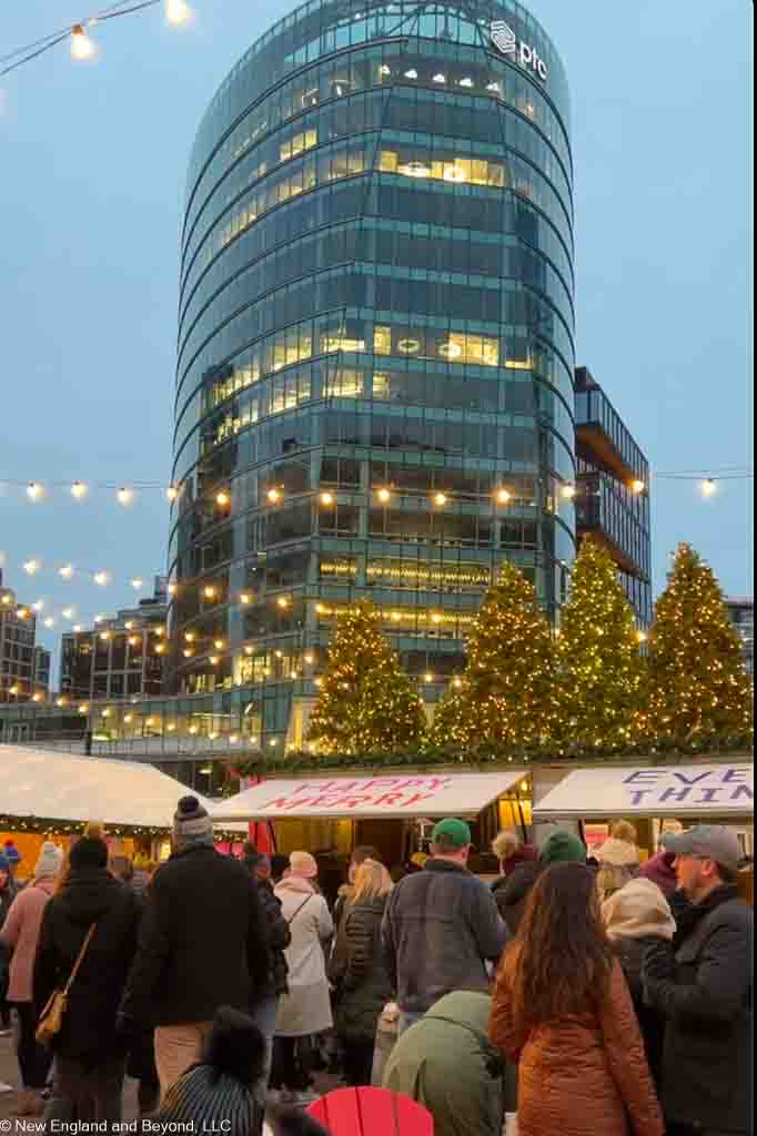 A view of Boston building inside SnowPort - Boston Seaport